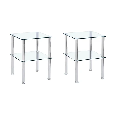 Streamdale Furniture Clear 2-Tier Side/End Table with Storage