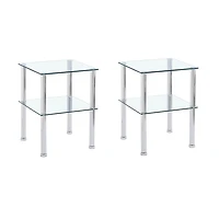Streamdale Furniture Clear 2-Tier Side/End Table with Storage