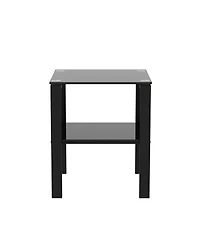 Simplie Fun Black Glass 2-Layer Tea Table Set