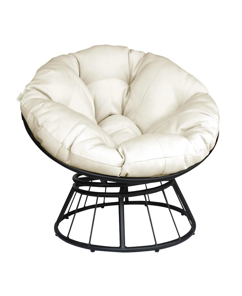 360-Degree Swivel Moon Chair with Fluffy Cushion