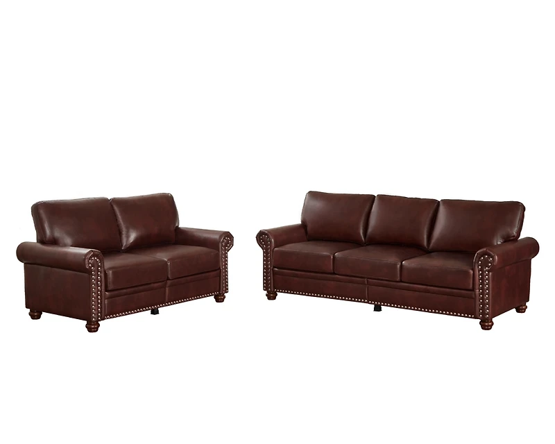 Streamdale Living Room Sofa With Storage Sofa 2+3 Sectional Burgundy Faux Leather