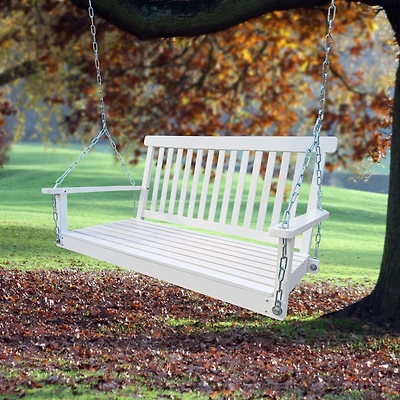 Streamdale Outdoor Wood Swing with Armrests, Easy Assembly