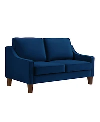Streamdale Upholstered Velvet Loveseat Sofa with Wooden Legs, Navy