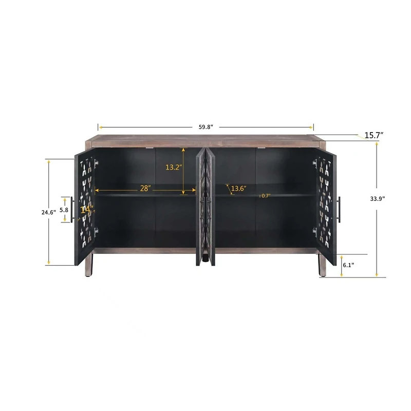 Simplie Fun American Country Style Antique Cabinet for Living Room or Kitchen