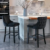 Streamdale Modern Velvet Wingback Bar Stools, Set of 2
