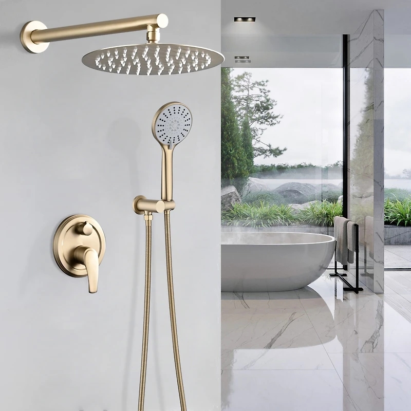 High Pressure Wall Mounted Shower With 5-Function Handheld Shower Head