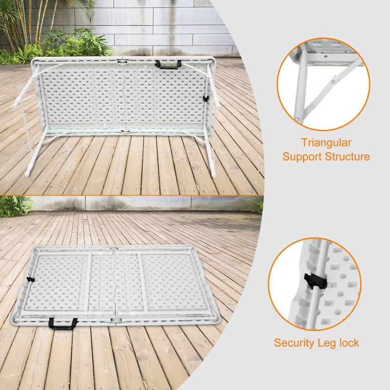 Streamdale 4FT Foldable Table for Camping (White), 135Kg Capacity