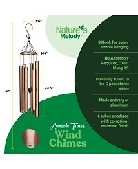 Nature's Melody Aureole Tunes Wind Chimes - 6-Tube Outdoor chime, C Pentatonic Scale 42 Inch