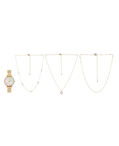 Jessica Carlyle Women's Gold-Tone Bracelet Watch 33mm & 3-Pc. Necklace Gift Set
