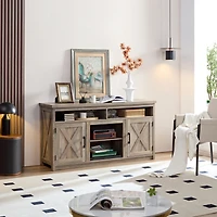 Simplie Fun Gray Wash Farmhouse Tv Media Stand - Up To 65"