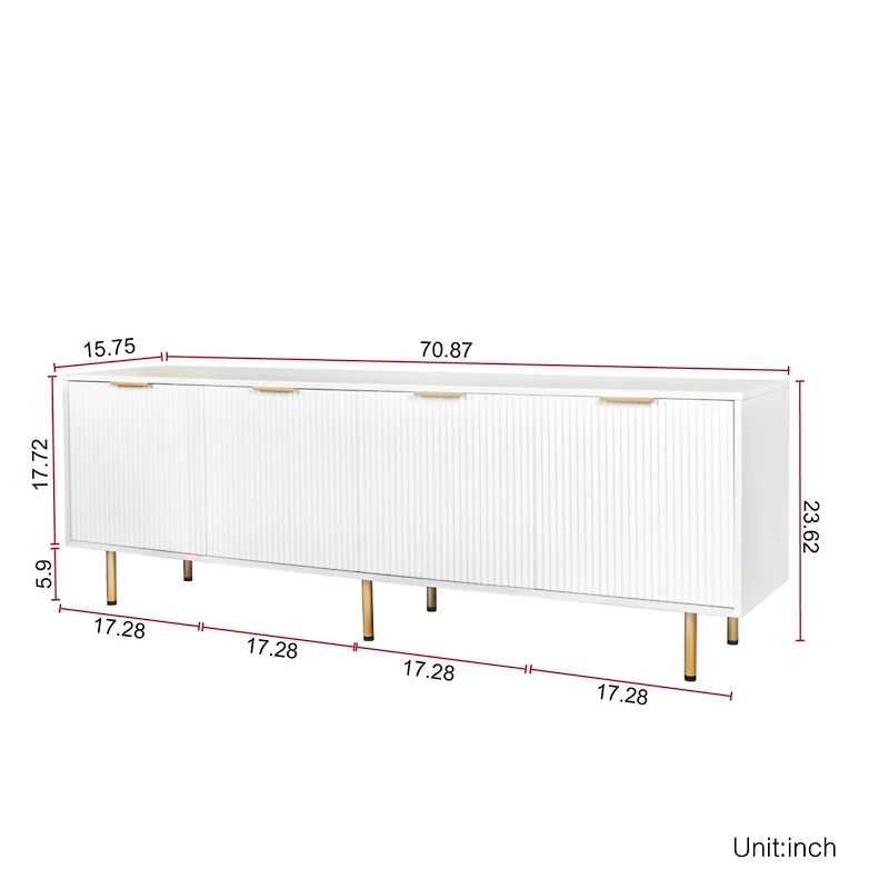 Modern Warm White Tv Cabinet For 80 Inch Tv Stands, For Living Room Bedroom