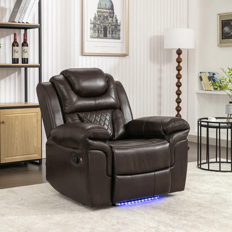 Streamdale Furniture Home Theater Seating Manual Recliner Chair With Led Light Strip For Living Room, Bedroom
