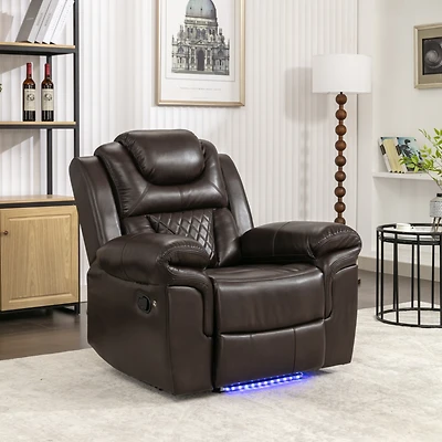 Streamdale Furniture Home Theater Seating Manual Recliner Chair With Led Light Strip For Living Room, Bedroom