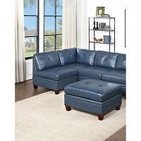 Simplie Fun Contemporary Genuine Leather 1 Piece Armless Chair Ink Blue Color Tufted Seat