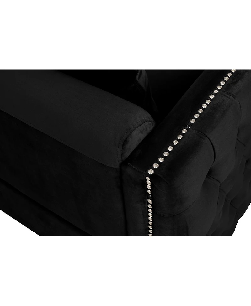 Bayberry Black Velvet Chair With 1 Pillow