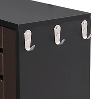 Streamdale Slim shoe cabinet with hanging hooks, drawers, and adjustable panels