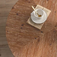 31.29"Modern Retro Splicing Round Coffee Table, Fir Wood Table Top With Black Cross Legs Base