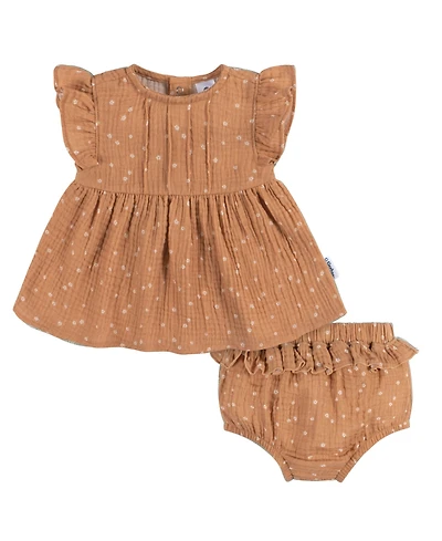 Gerber Baby Girls Gauze Dress and Diaper Cover Set, 2 Piece