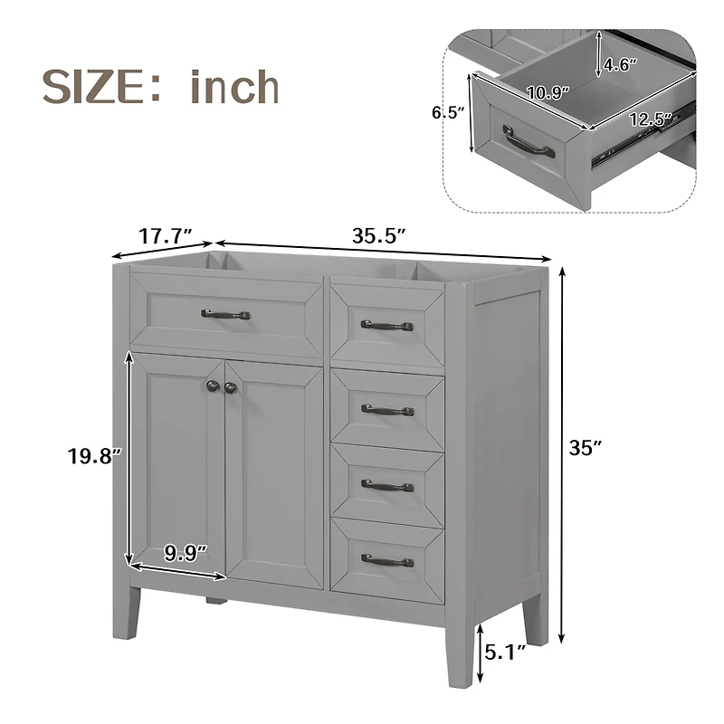 Streamdale 36" Bathroom Cabinet Base with Drawers