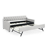 Streamdale Furniture Twin Size Upholstery Day Bed With Twin Size Erectable Trundle And Usb Charging Design