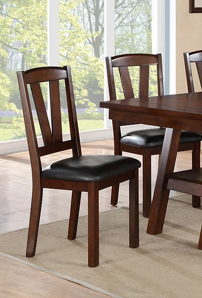 Streamdale Walnut Wood Framed Back Dining Chairs w/ Cushions (Set of 2)