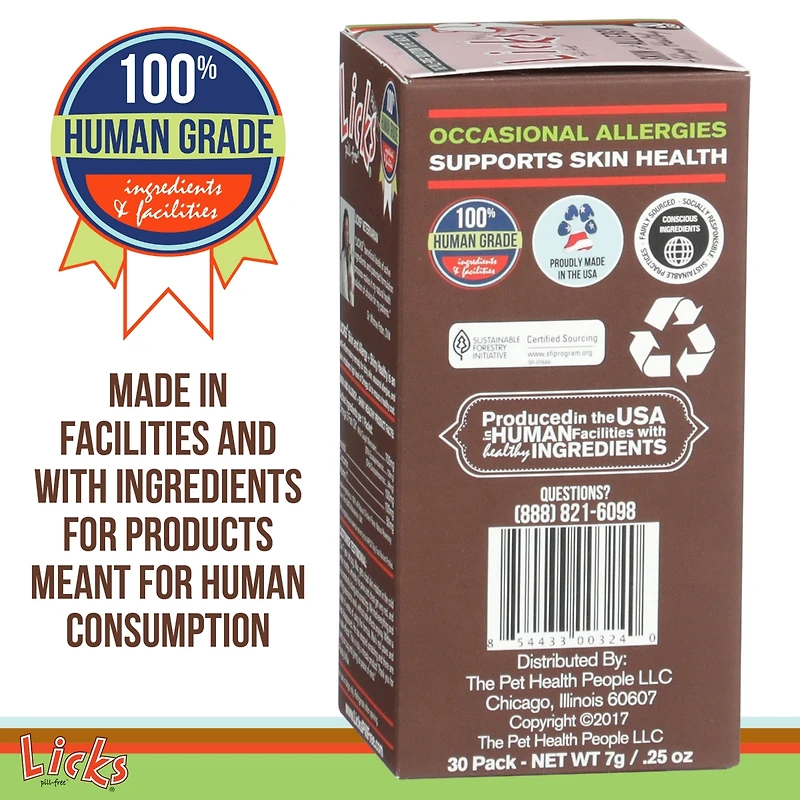 Licks Pill Free Licks Pill-Free Dog Skin and Allergy - Omega 3 Dog Allergy Relief - Dog Vitamins & Supplements for Itch Relief