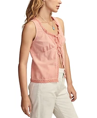 Lucky Brand Women's Flyaway Tie-Front Lace-Trim Tank Top