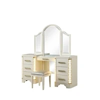 Streamdale Furniture Jasmine Vanity Set With Side Led Lightning Made With Wood In Beige