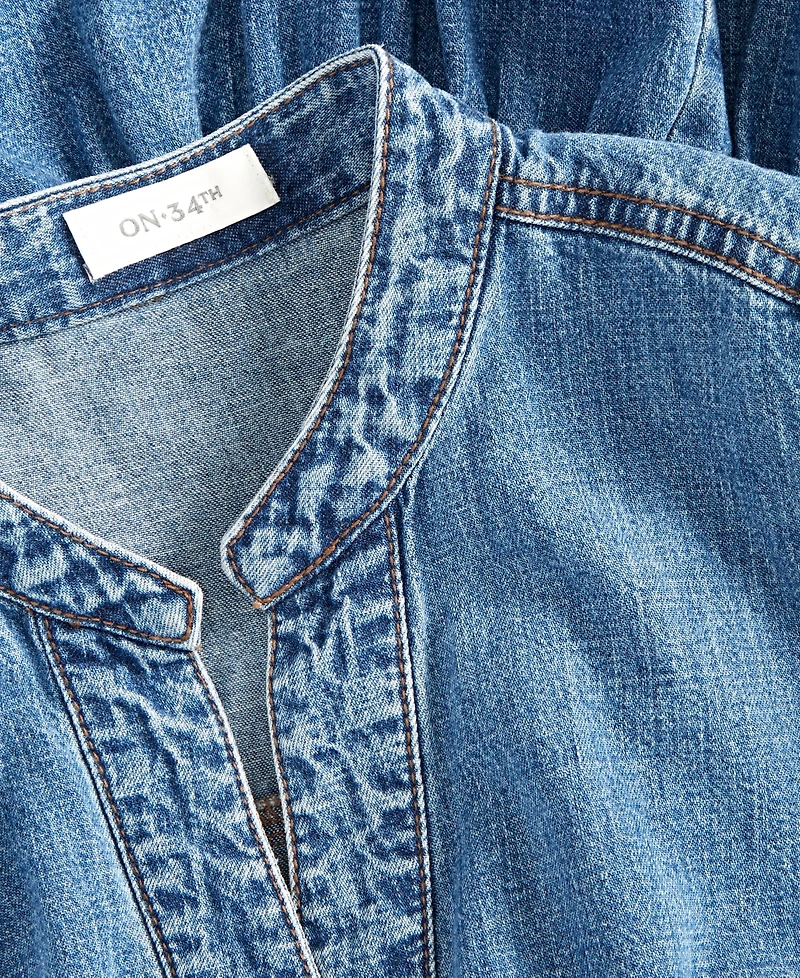On 34th Women's Denim Tiered Midi Dress, Created for Macy's