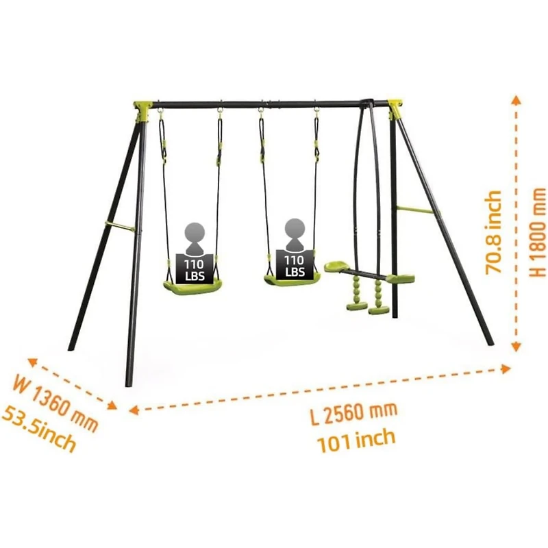 Streamdale Triple Children Swing Set 440Lbs For Outdoors