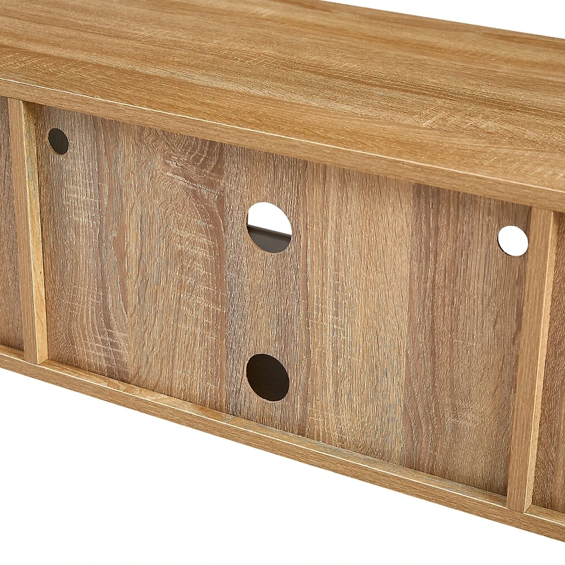 Streamdale Furniture Rattan Tv Cabinet with Adjustable Shelf and Colorful Light Strip