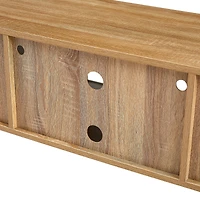 Streamdale Furniture Rattan Tv Cabinet with Adjustable Shelf and Colorful Light Strip