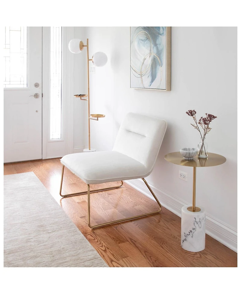 Simplie Fun Casper Contemporary Accent Chair In Gold Metal And Cream Velvet