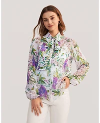 Lilysilk Women's Floral Printed Silk Blouse