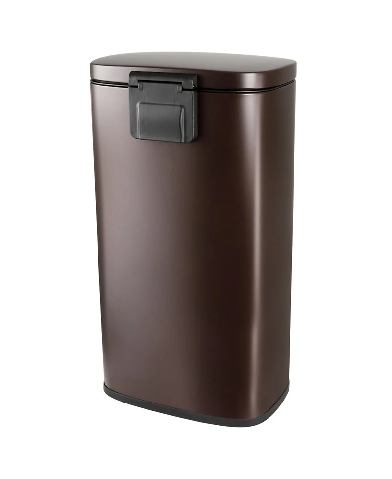 Elama 3 Piece 30 Liter and 5 Liter Stainless Steel Step Trash Bin Combo Set with Slow Close Mechanism in Matte Bronze