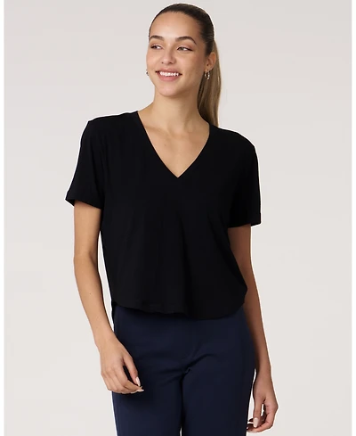Rebody Active Women's Essentials V Neck Short Sleeve Top