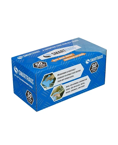 Arkwright Home Smart Rags Microfiber Cleaning Cloths (Box of 50), 12x12 in., Reusable, Multi-Purpose, Color Options