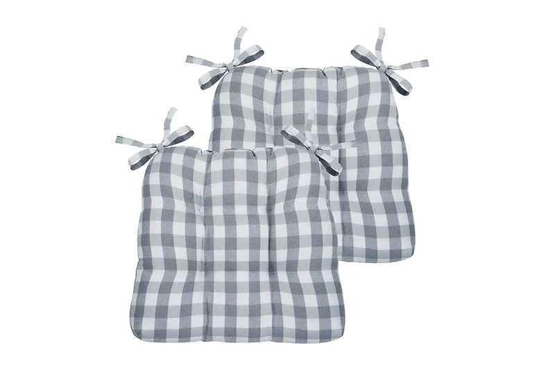 Kate Aurora Country Living Gingham Plaid Checkered Farmhouse Chair Cushion Pads