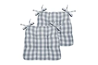 Kate Aurora Country Living Gingham Plaid Checkered Farmhouse Chair Cushion Pads