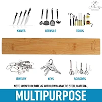 Seamless Bamboo Wood Magnetic Knife Holder - Wooden Strip for Organizing your Kitchen