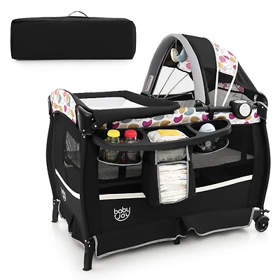 Costway Pack & Play Baby Diaper Changing Table 4 1 Portable Foldable with Mattress Carrying Bag