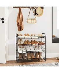 Slickblue 4-Tier Shoe Rack Storage Organizer, Hold up to 16 Pairs, Steel, for High Heels, Trainers, Slippers