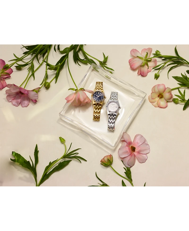 Citizen Eco-Drive Women's Corso Diamond (1/10 ct. t.w.) Gold-Tone Stainless Steel Bracelet Watch 28mm