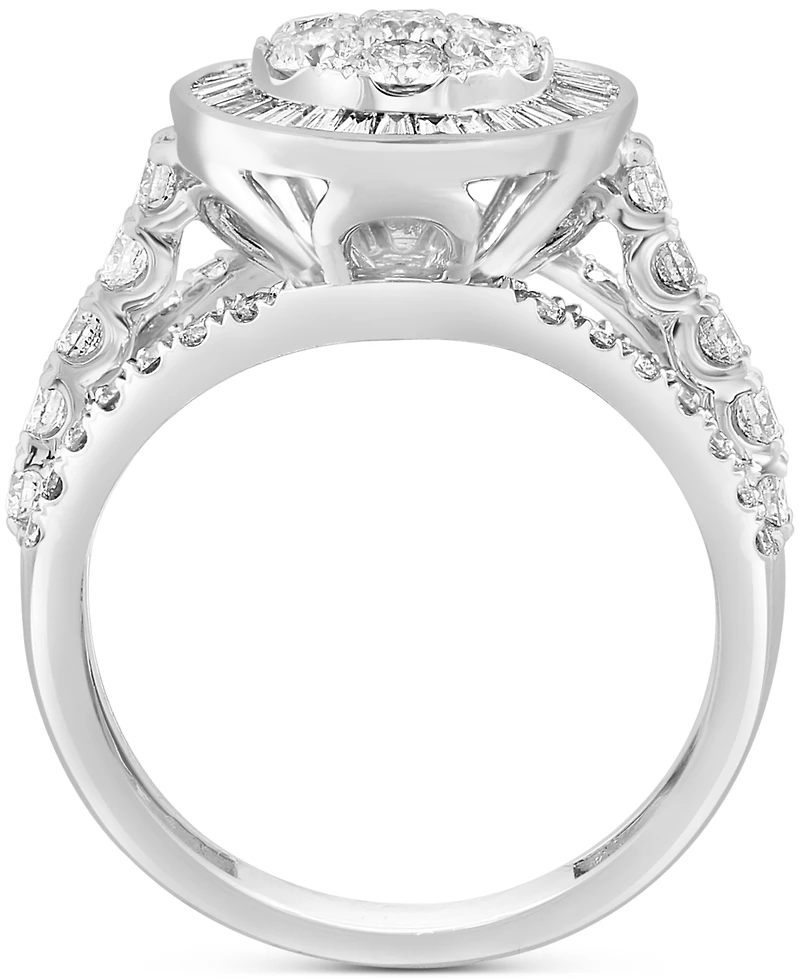 Effy Diamond Round & Baguette Circle Cluster Ring (1-5/8 ct. t.w.) in 14k White Gold