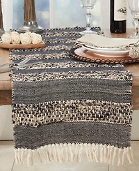 Saro Lifestyle Tassel Trimmed Stripes Table Runner, 16"x72"