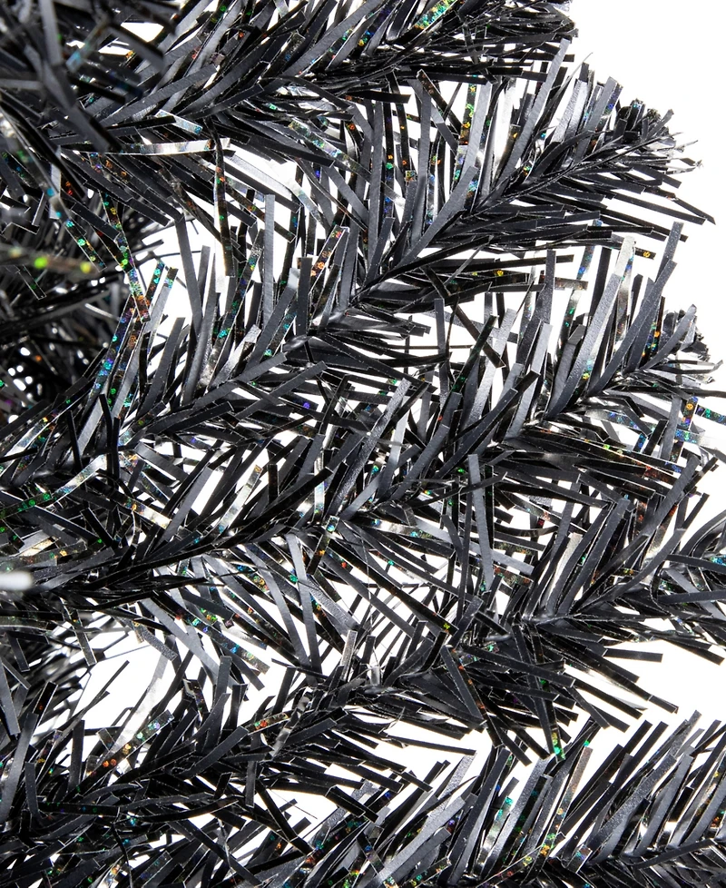 Northlight 6' Charcoal Brown Iridescent Slim Artificial Tinsel Halloween Tree Unlit