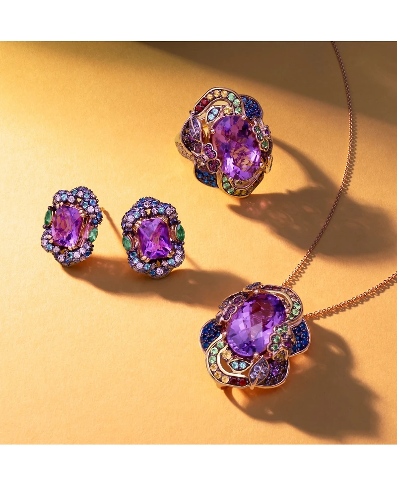 Le Vian Crazy Collection Multi-Gemstone Flower Inspired 20" Adjustable Pendant Necklace (7-7/8 ct. t.w.) in 14k Rose Gold