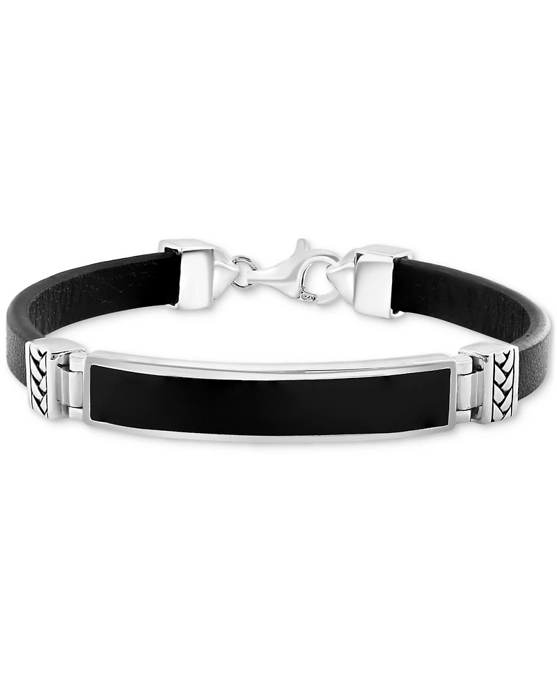 Effy Men's Lapis & Blue Leather Bracelet in Sterling Silver (Also in Onyx & Malachite)