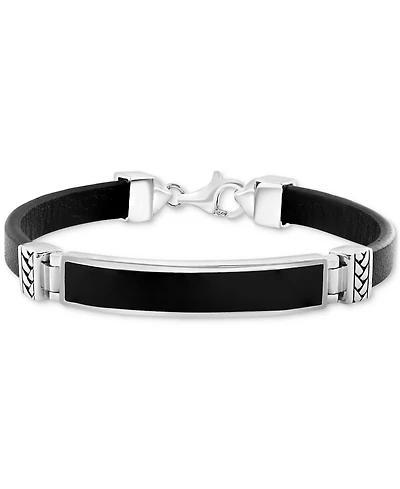 Effy Men's Lapis & Blue Leather Bracelet in Sterling Silver (Also in Onyx & Malachite)