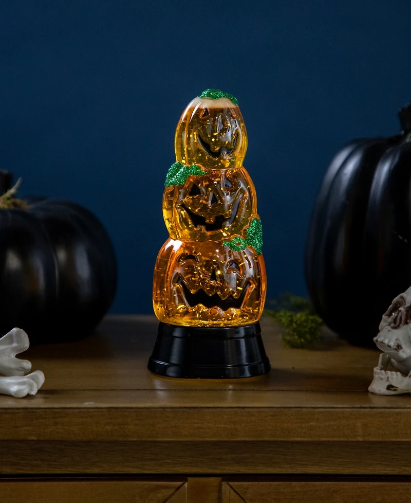 Northlight 14.75" Led Lighted Stacked Jack O' Lanterns Halloween Snow Globe